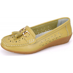 Women’s Comfort Leather Casual Flat Driving Loafers Driving Moccasin Shoes